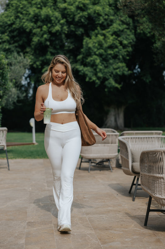 טייץ ריב Peach Leggings - לבן