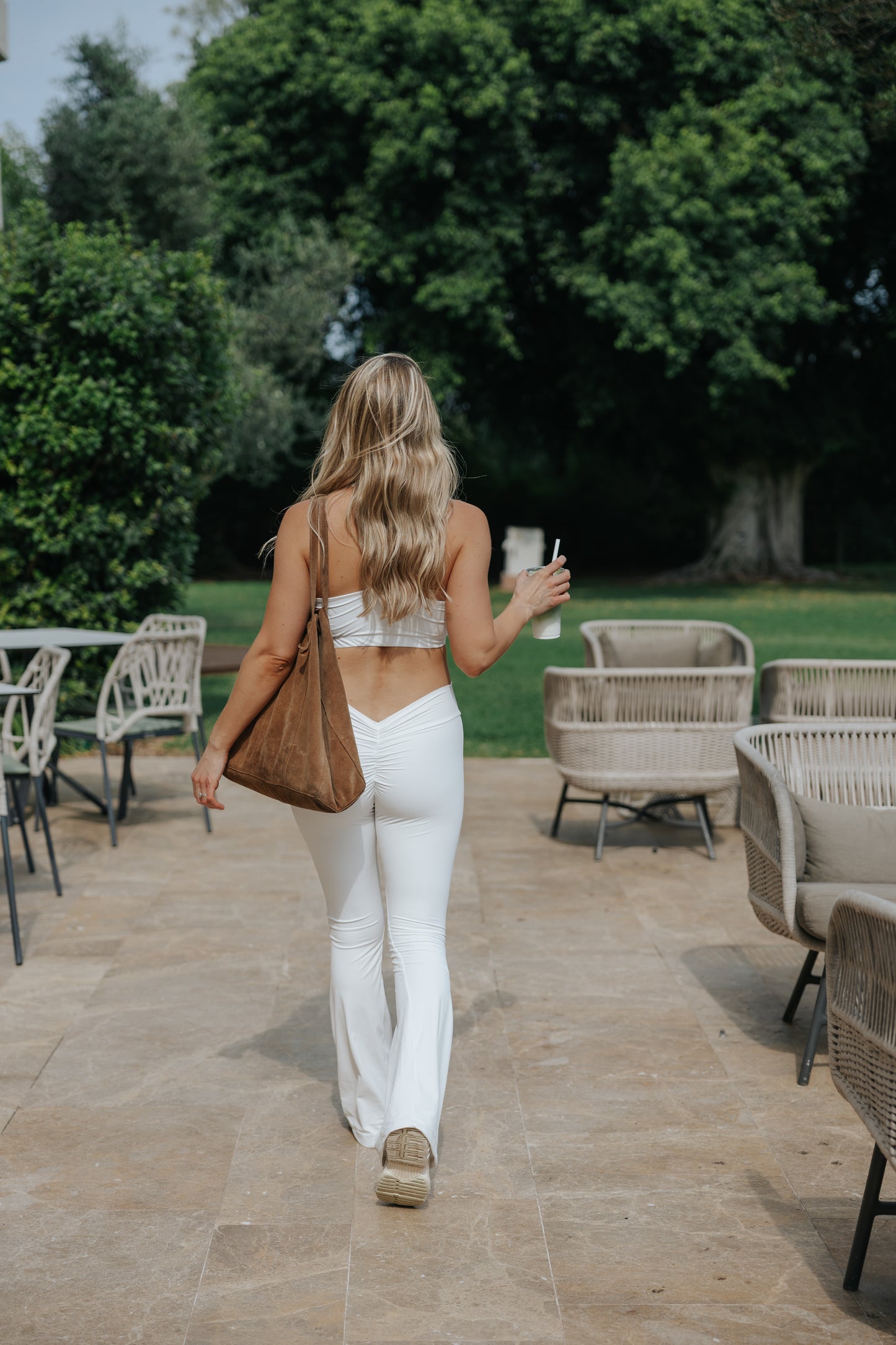 טייץ ריב Peach Leggings - לבן